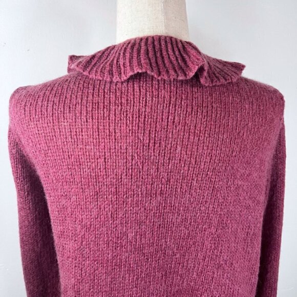 KIABI WOMAN Fuchsia Pink Purple Ruffle Wool Mohair Blend Cardigan Sweater Size L - Picture 9 of 15